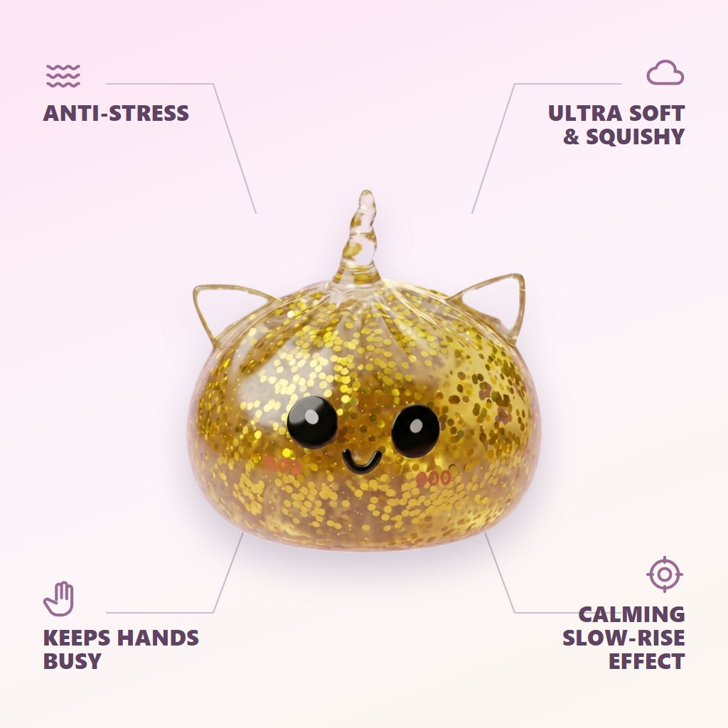 Gold Unicorn Glitter Dumpling Squishy — its benefits