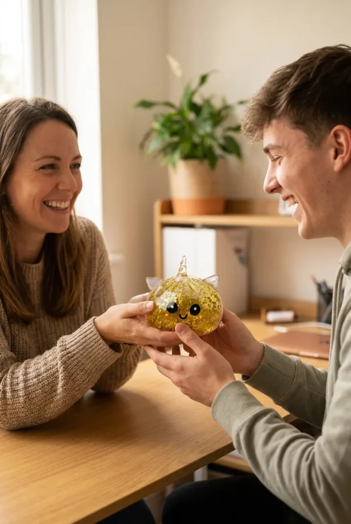 Gold Unicorn Glitter Dumpling Squishy as a gift idea