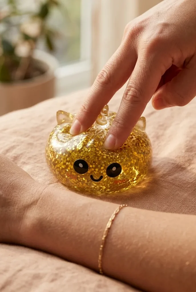 Gold Unicorn Glitter Dumpling Squishy mid-squish