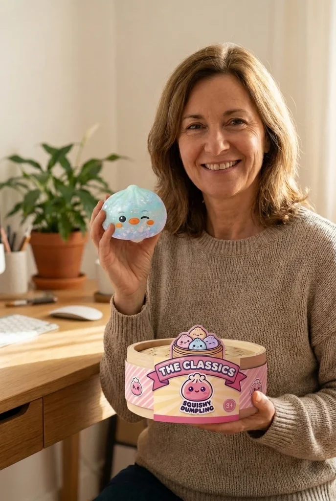 Frosted Mint Penguin Dumpling Squishy with its box