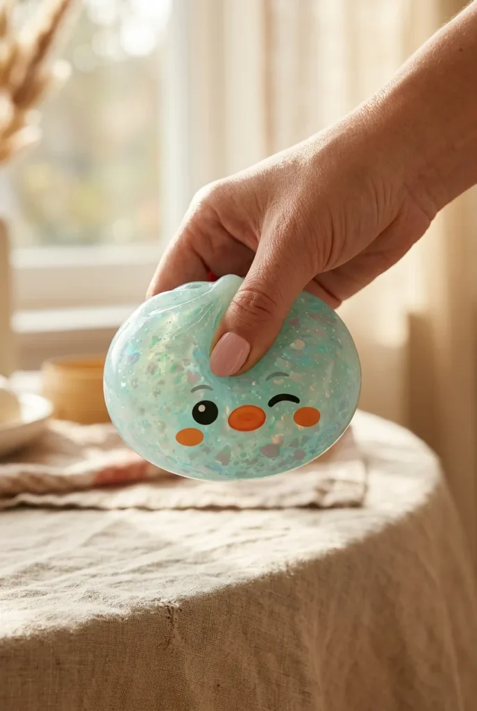 Frosted Mint Penguin Dumpling Squishy mid-squish
