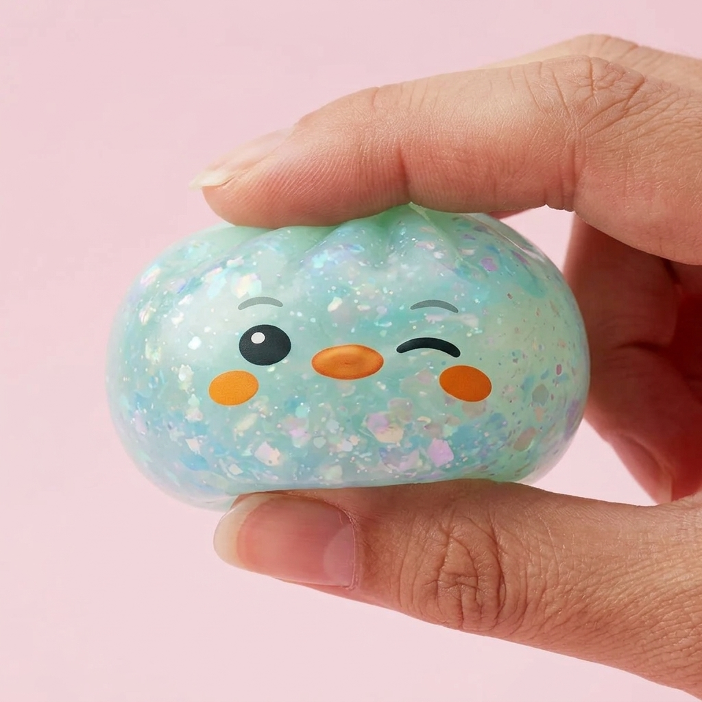 Frosted Mint Penguin Dumpling Squishy — slow-rise effect, the foam springs back slowly