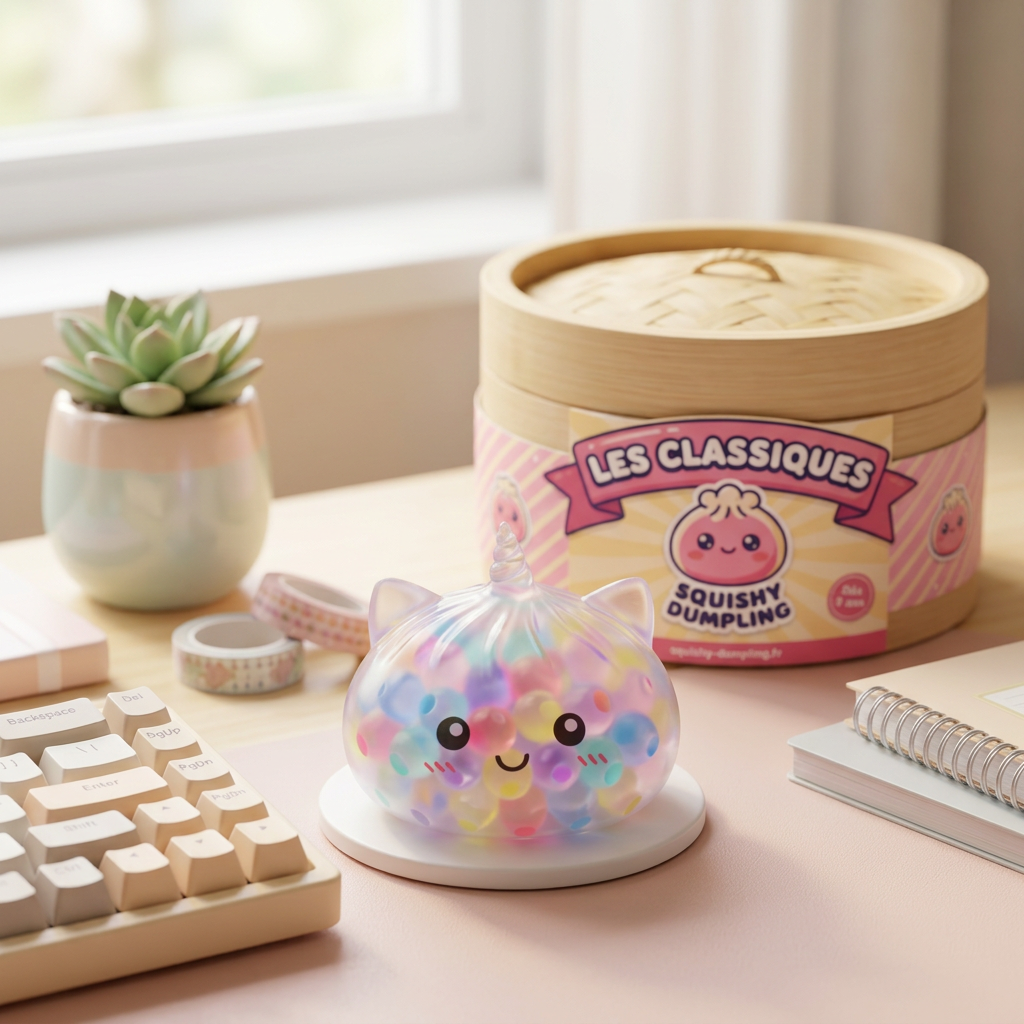 Pastel Unicorn Bubble Dumpling Squishy in its kawaii setting