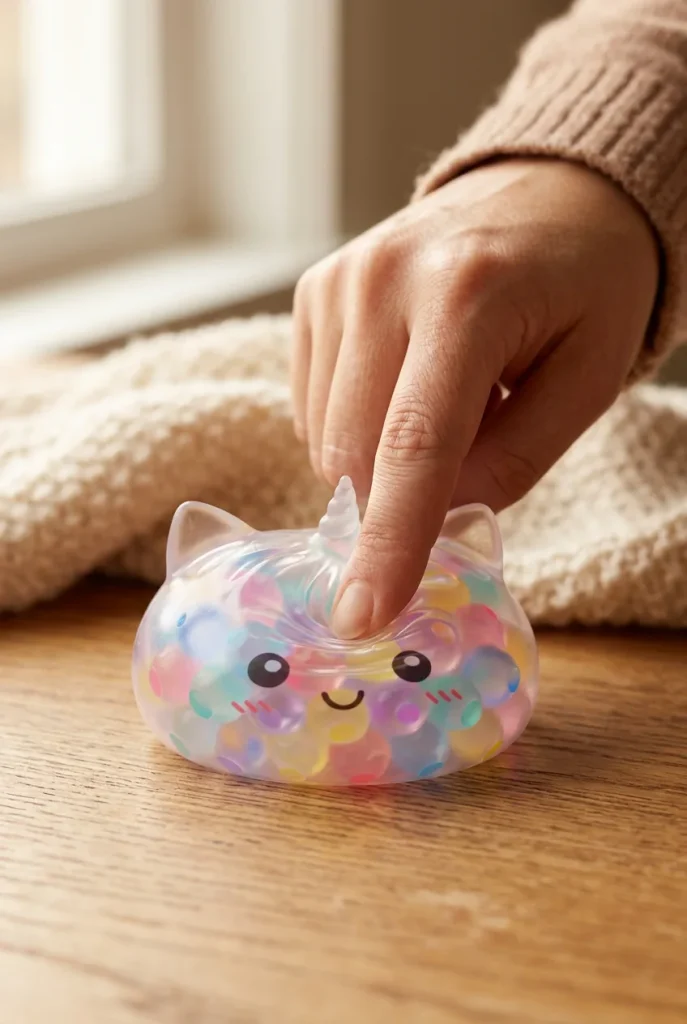 Pastel Unicorn Bubble Dumpling Squishy mid-squish