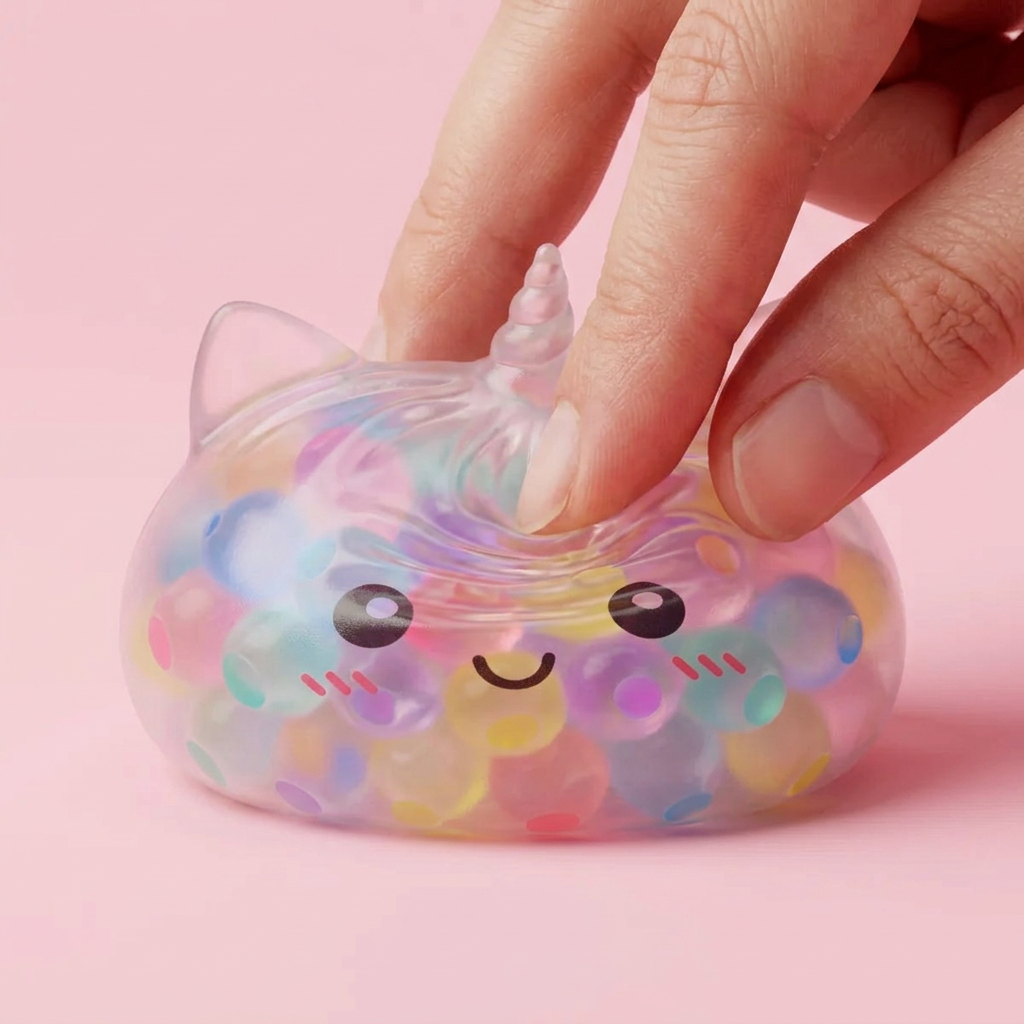 Pastel Unicorn Bubble Dumpling Squishy being squeezed, soft slow-rise foam