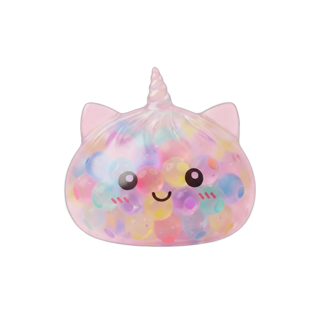 Pastel Unicorn Bubble Dumpling Squishy being squeezed, soft slow-rise foam