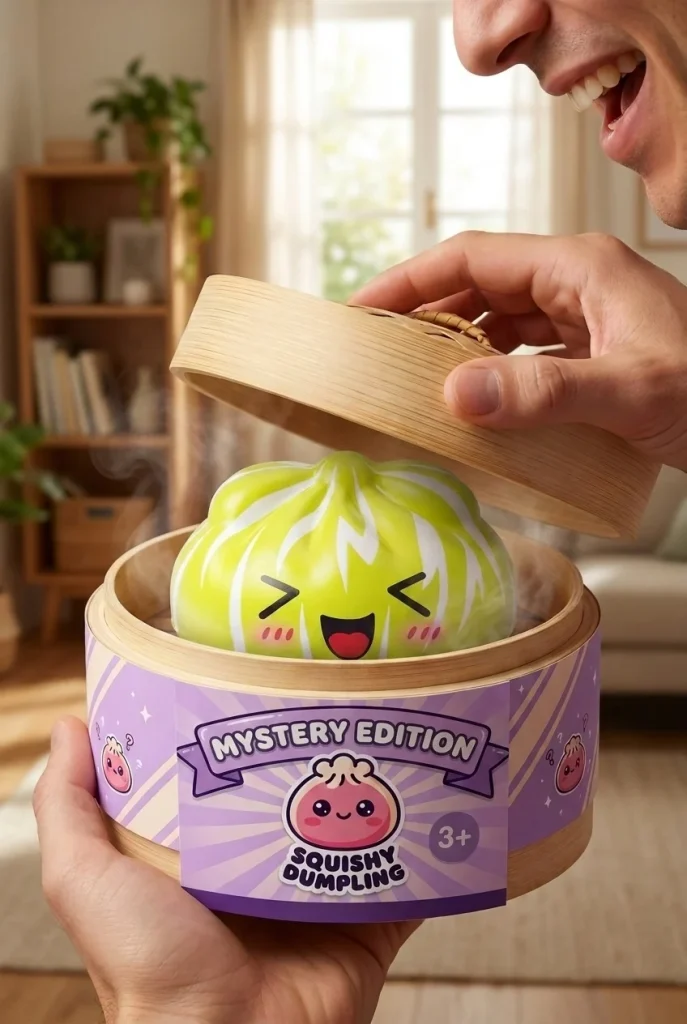 Squishy Dumpling Mystery Happy Faces unboxing moment
