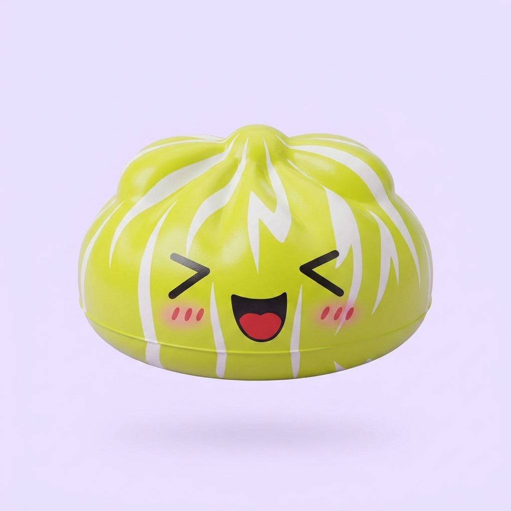Squishy Dumpling Mystery Happy Faces being squeezed, soft slow-rise foam