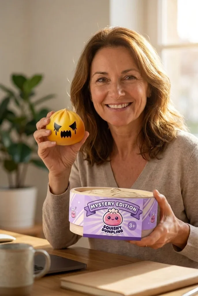 Ghost Mystery Dumpling Squishy with its box