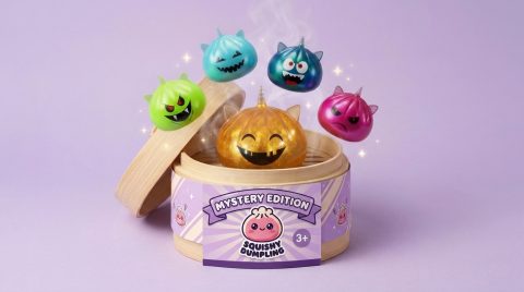 Horned Unicorn Mystery Halloween Dumpling Squishy being squeezed, soft slow-rise foam