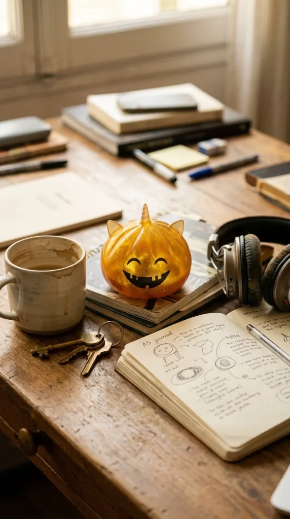 Horned Unicorn Mystery Halloween Dumpling Squishy on the desk