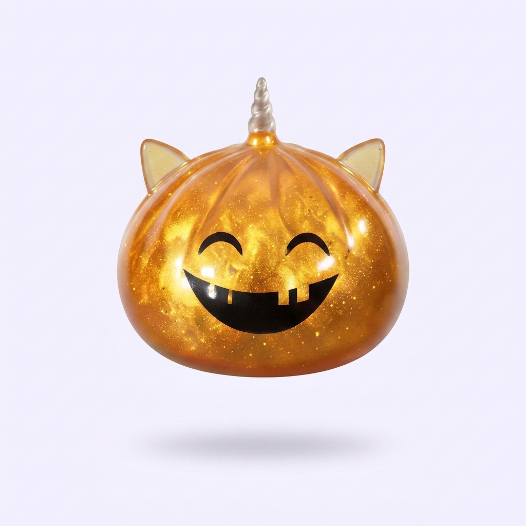 Horned Unicorn Mystery Halloween Dumpling Squishy being squeezed, soft slow-rise foam