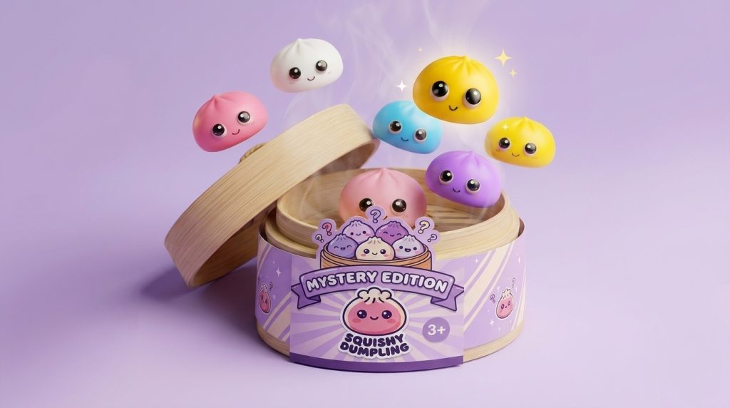 Big Eyes Dumpling Squishy Mystery Pop being squeezed, soft slow-rise foam