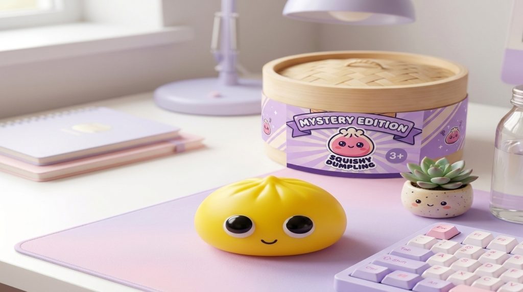 Big Eyes Dumpling Squishy Mystery Pop in its kawaii setting