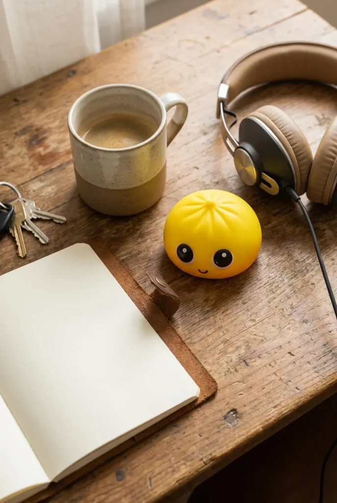 Big Eyes Dumpling Squishy Mystery Pop on the desk