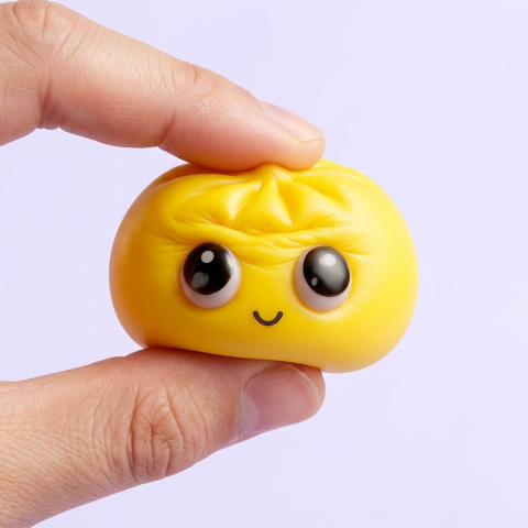 Big Eyes Dumpling Squishy Mystery Pop being squeezed, soft slow-rise foam
