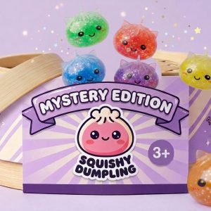 Unicorn Mystery Glitter Dumpling Squishy being squeezed, soft slow-rise foam