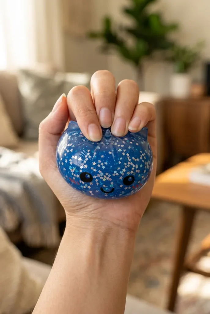 Unicorn Mystery Glitter Dumpling Squishy mid-squish