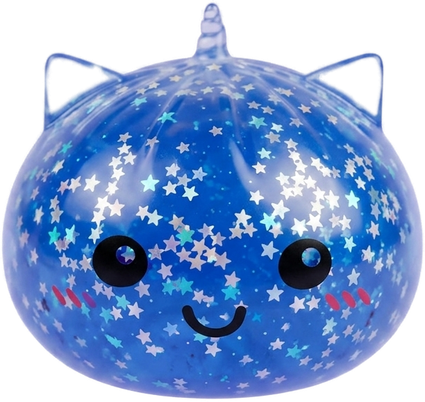 Unicorn Mystery Glitter Dumpling Squishy being squeezed, soft slow-rise foam