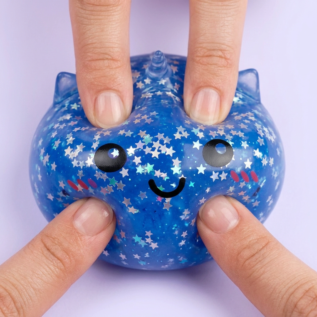 Unicorn Mystery Glitter Dumpling Squishy — slow-rise effect, the foam springs back slowly