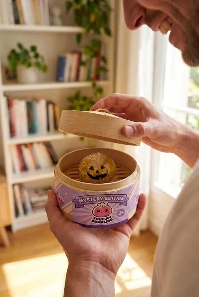 Crimson Vampire Mystery Dumpling Squishy unboxing moment