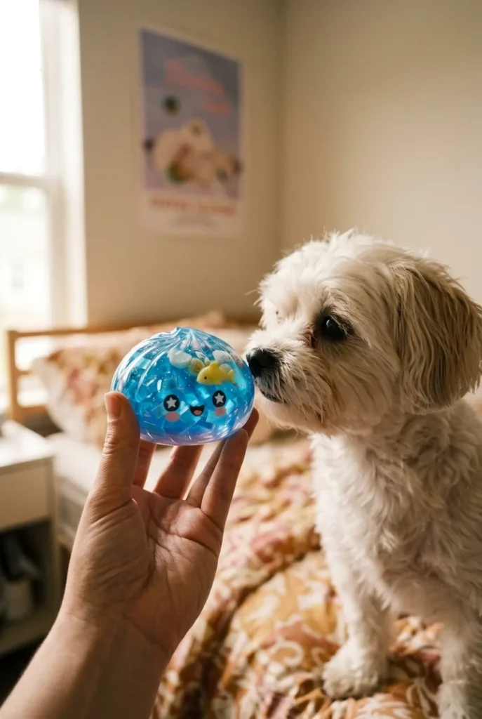 Coral Reef Ocean Glitter Dumpling Squishy with a plush friend
