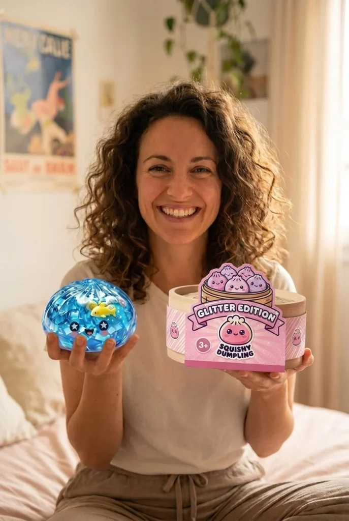 Coral Reef Ocean Glitter Dumpling Squishy with its box