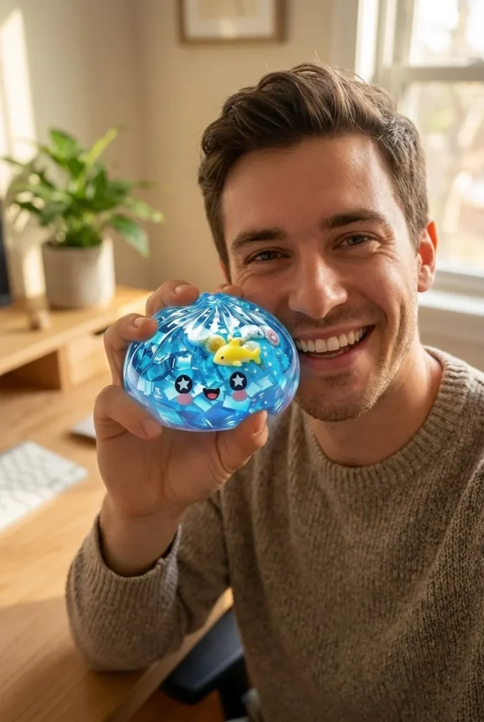 Coral Reef Ocean Glitter Dumpling Squishy in everyday life