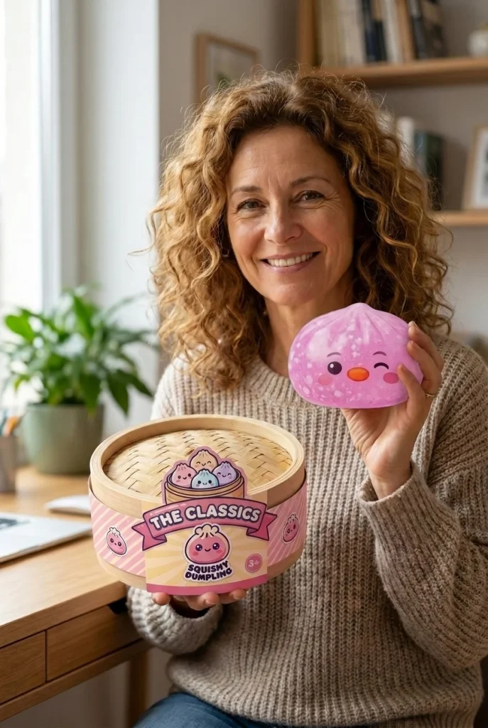 Candy Pink Penguin Dumpling Squishy with its box