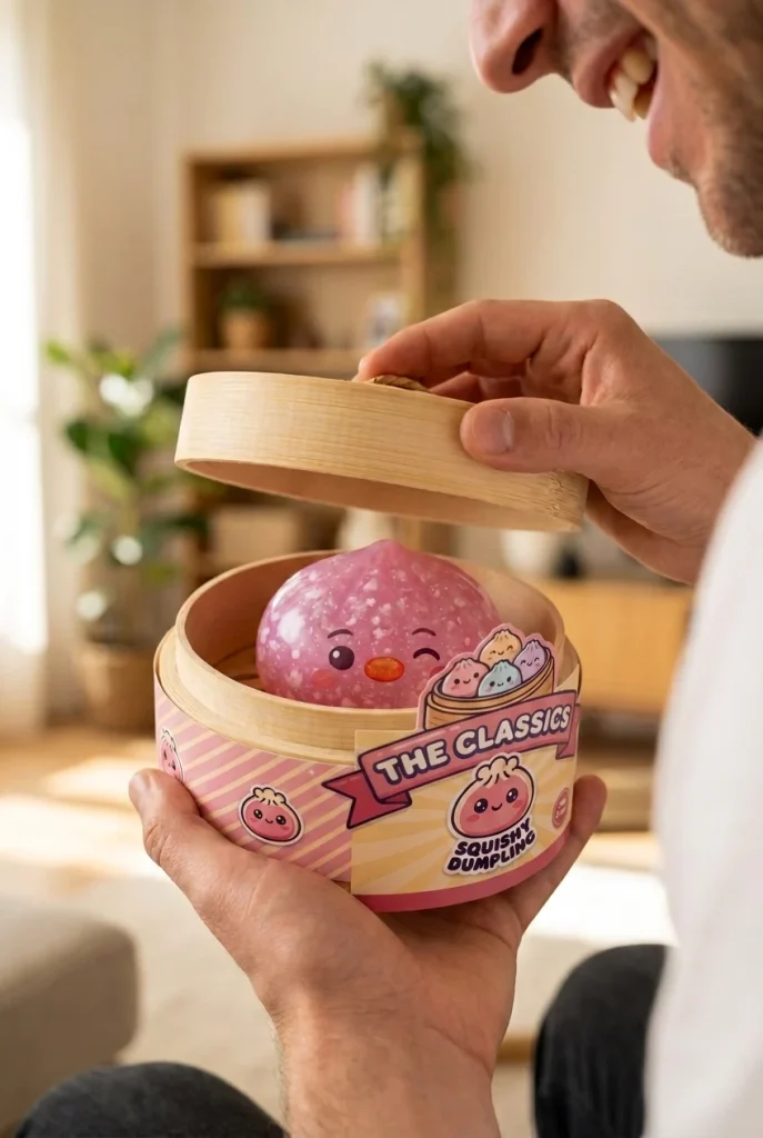Candy Pink Penguin Dumpling Squishy unboxing moment