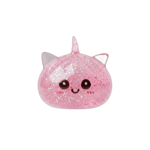 Pink Glitter Unicorn Dumpling Squishy being squeezed, soft slow-rise foam