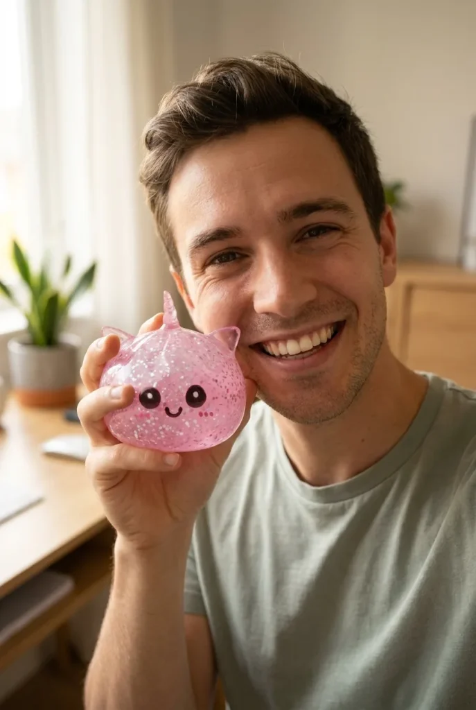 Pink Glitter Unicorn Dumpling Squishy in everyday life