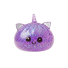 Purple Unicorn Glitter Dumpling Squishy being squeezed, soft slow-rise foam