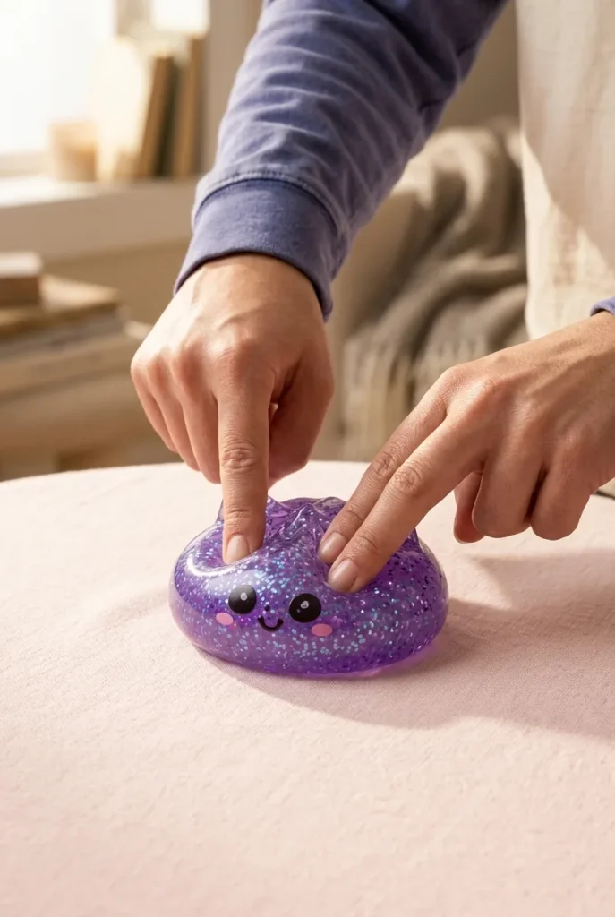 Purple Unicorn Glitter Dumpling Squishy mid-squish