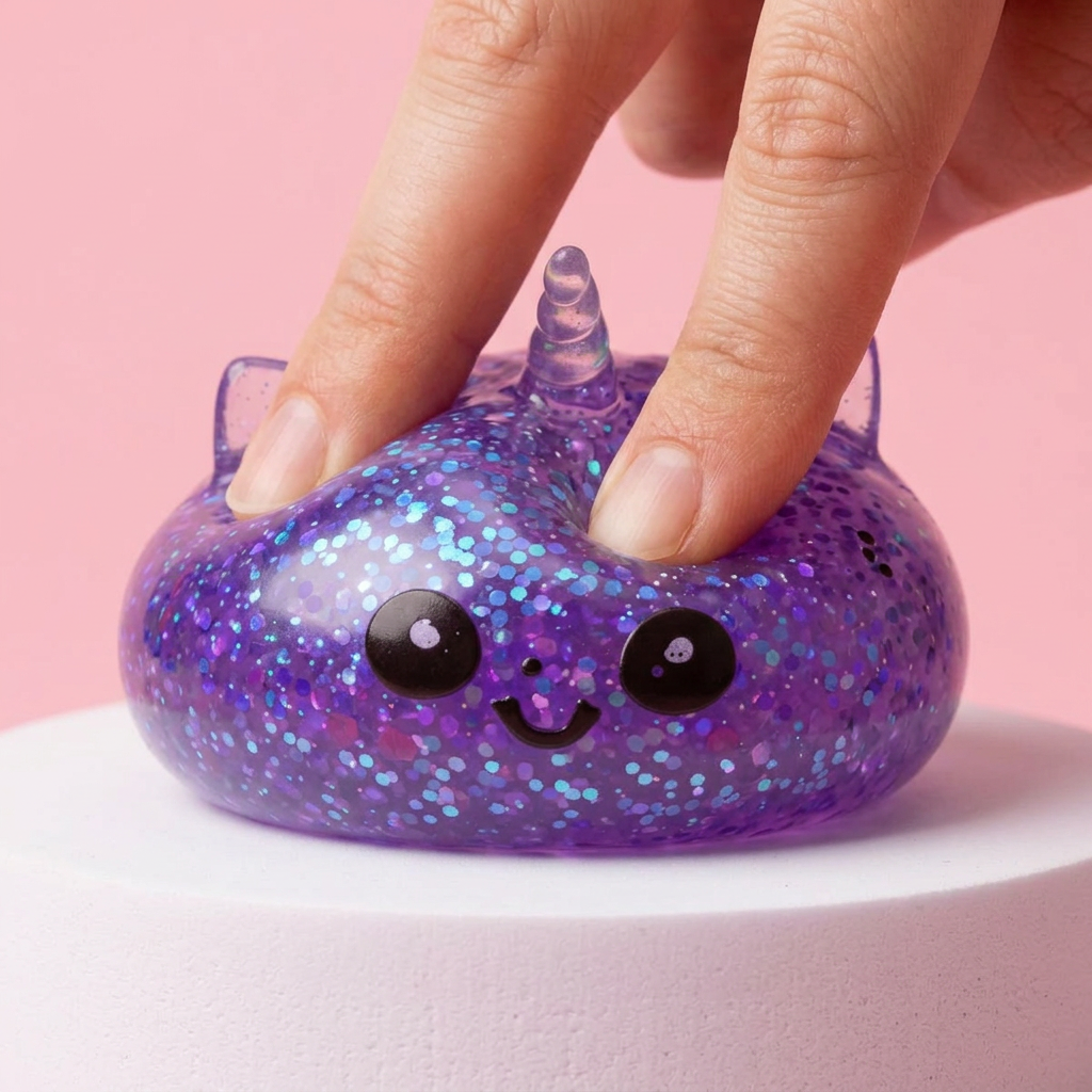Purple Unicorn Glitter Dumpling Squishy — slow-rise effect, the foam springs back slowly