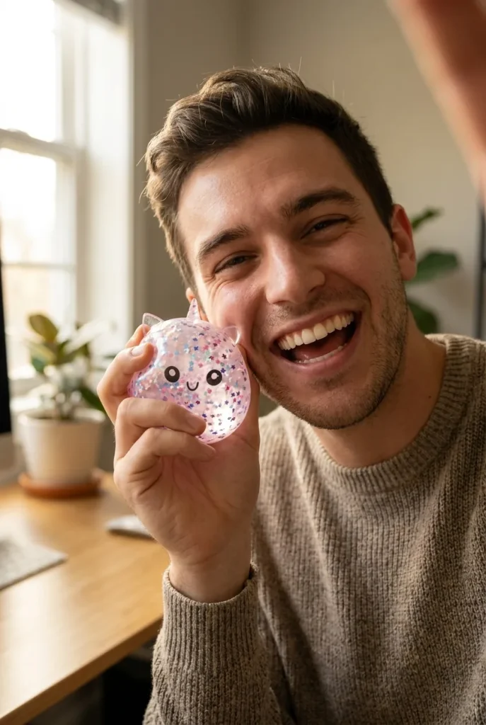White Unicorn Sparkle Dumpling Squishy in everyday life