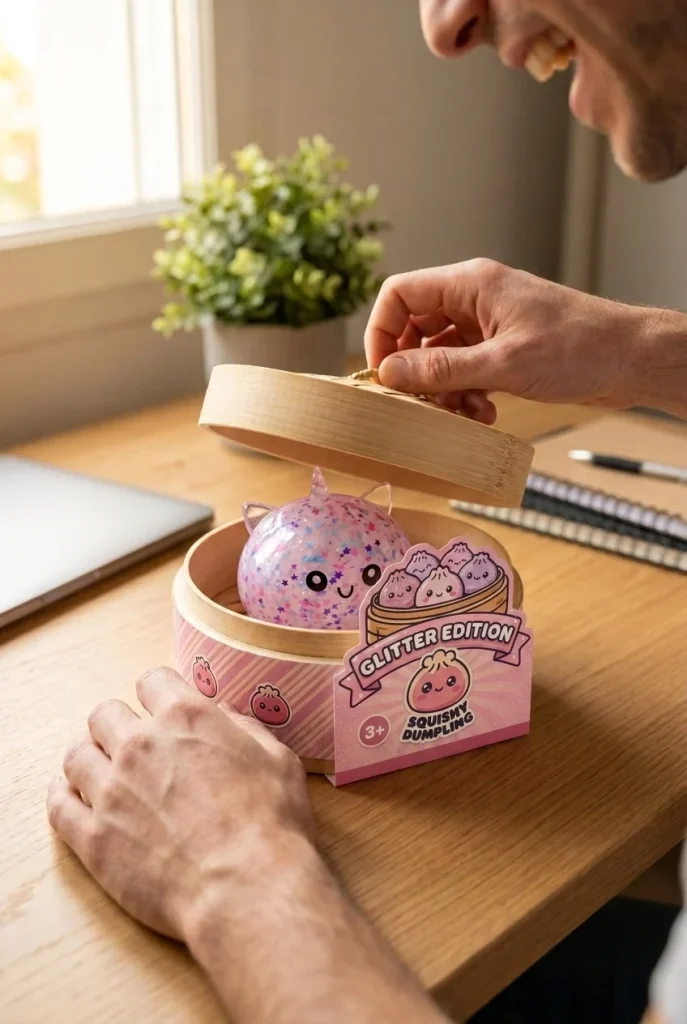 White Unicorn Sparkle Dumpling Squishy unboxing moment