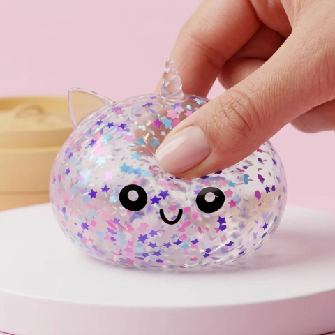 White Unicorn Sparkle Dumpling Squishy — slow-rise effect, the foam springs back slowly