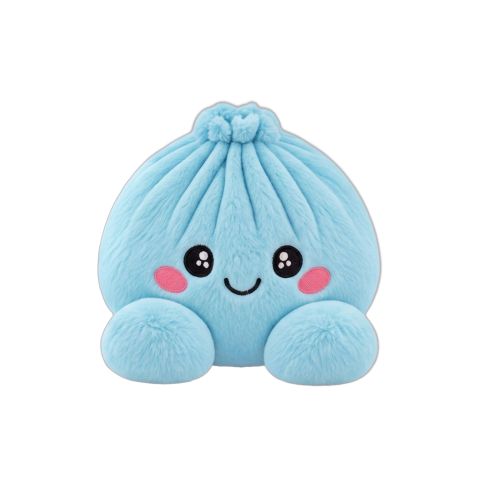 Sky Blue Dumpling Squishy Plush being squeezed, soft slow-rise foam