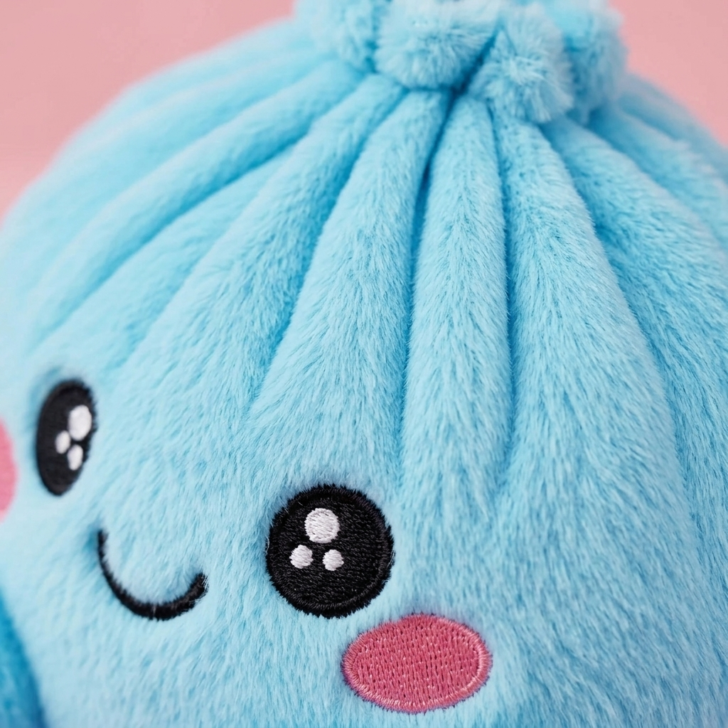 Sky Blue Dumpling Squishy Plush — close-up of the texture