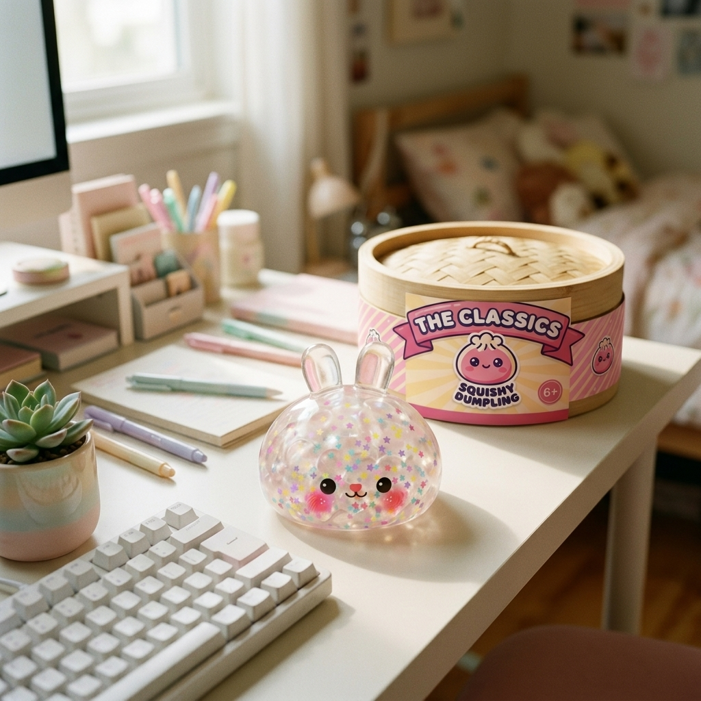 Bunny Bubble Dumpling Squishy in its kawaii setting