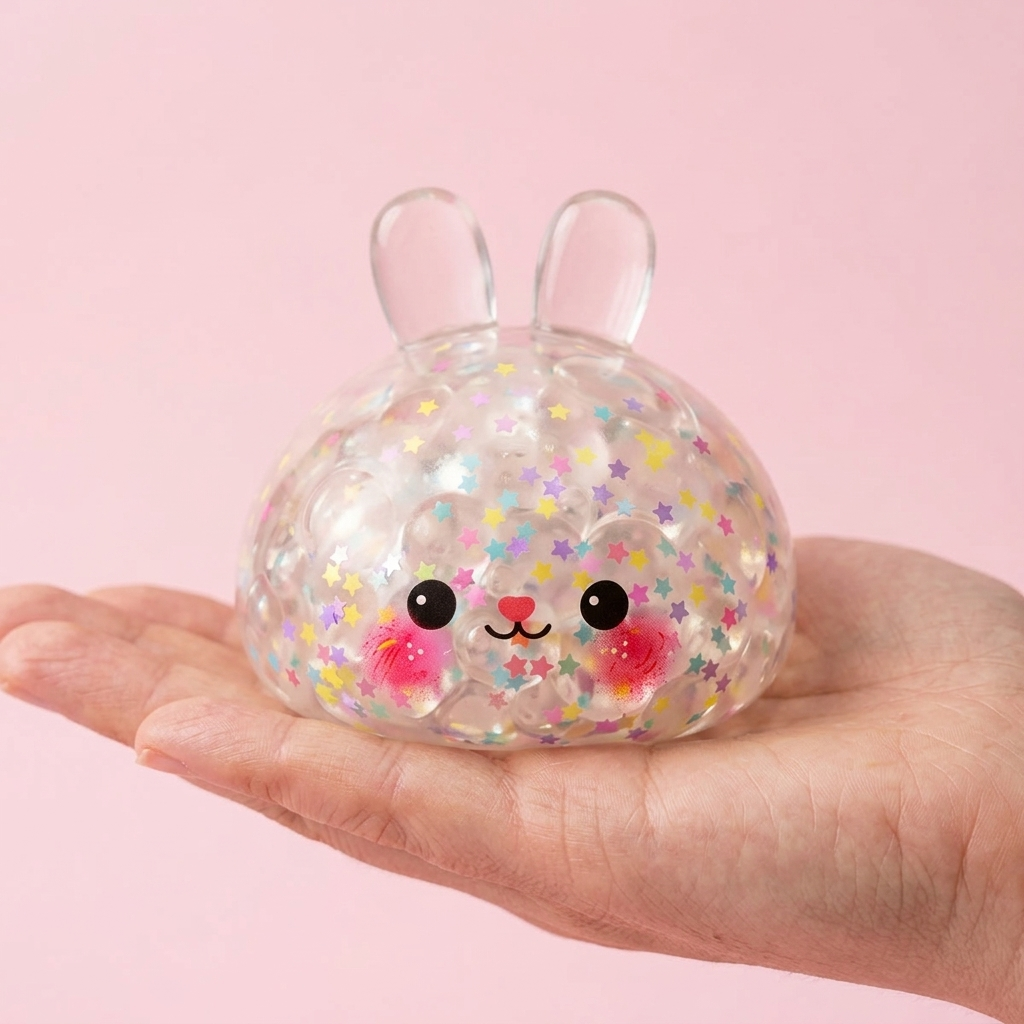 Bunny Bubble Dumpling Squishy held in hand, actual size