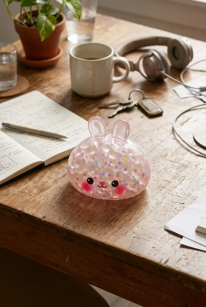 Bunny Bubble Dumpling Squishy on the desk