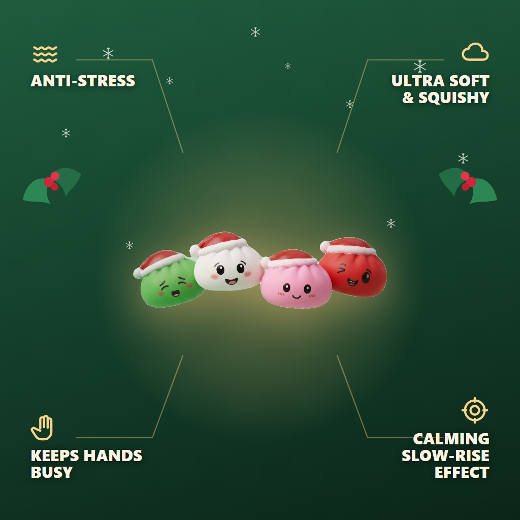 Christmas Hat Dumpling Squishy Set of 4 — its benefits
