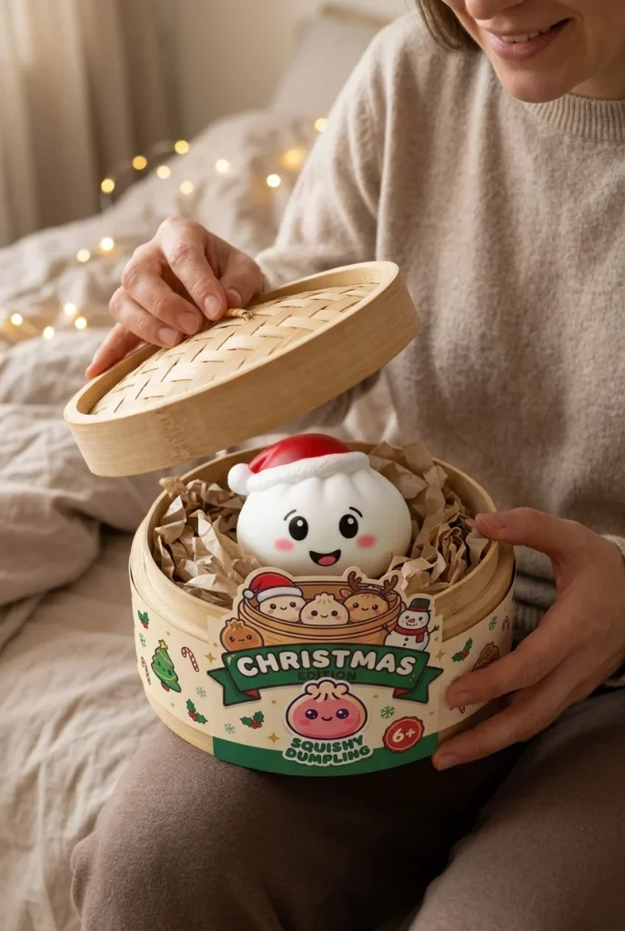 Christmas Hat Dumpling Squishy Set of 4 unboxing moment