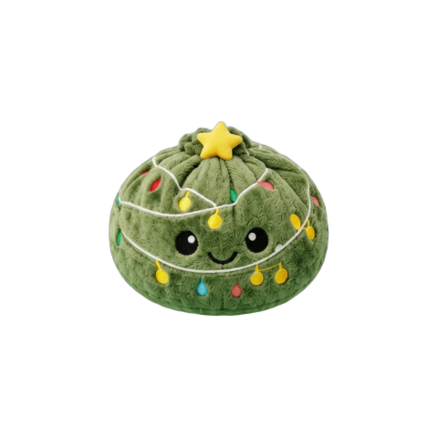 Twinkly Christmas Tree Dumpling Squishy being squeezed, soft slow-rise foam