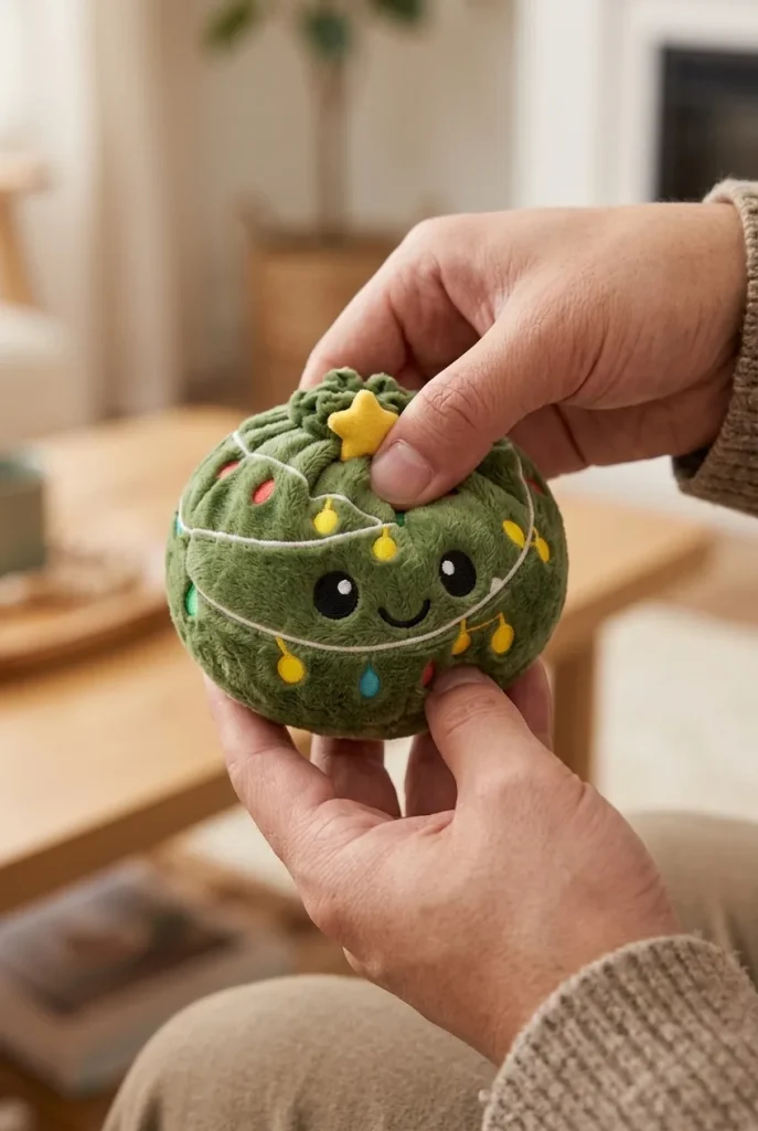 Twinkly Christmas Tree Dumpling Squishy mid-squish