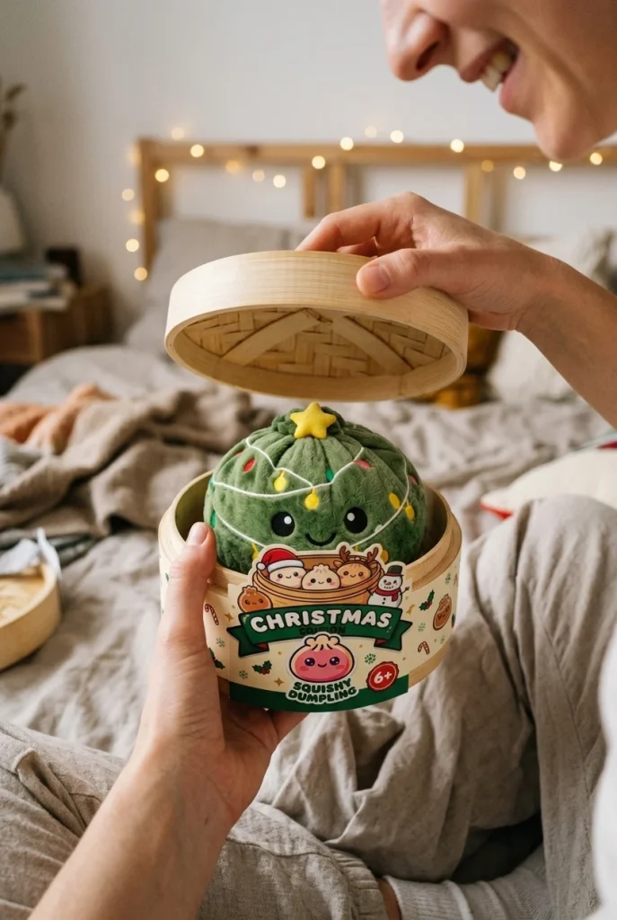 Twinkly Christmas Tree Dumpling Squishy unboxing moment