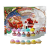 Santa Sleigh Dumpling Squishy Advent Calendar 24 Pieces being squeezed, soft slow-rise foam