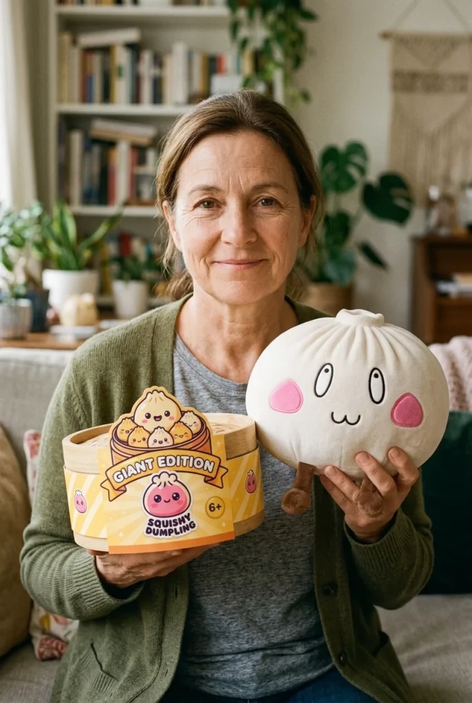 Giant Happy Face Dumpling Squishy with its box